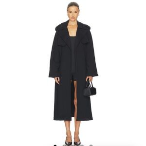 New SKIMS Black Oversized Boyfriend Fleece Trench Coat